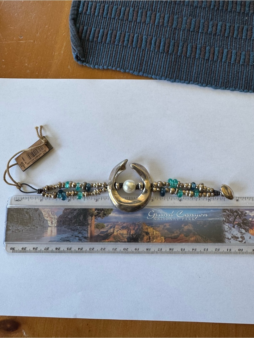 UNO de 50 Silver Crescent Bracelet with Turquoise and Pearl Accents